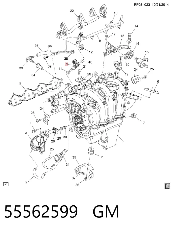 Wtryskiwacz paliwa 55562599 General Motors