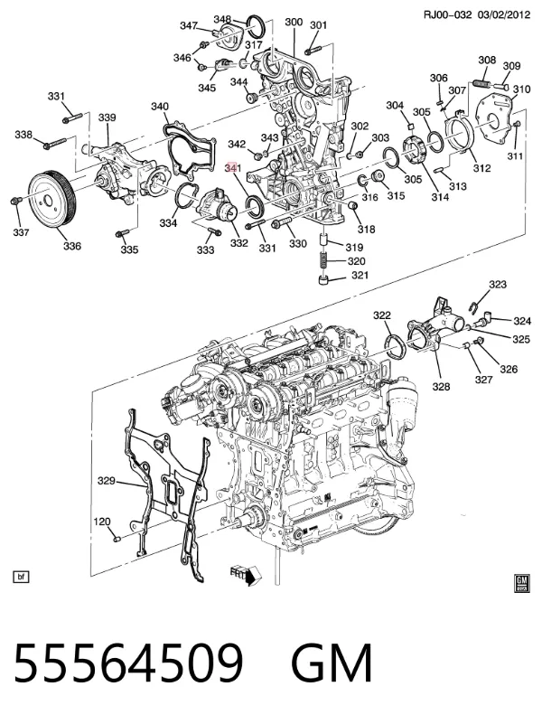 Uszczelniacz wału korbowego przedni 55564509 General Motors