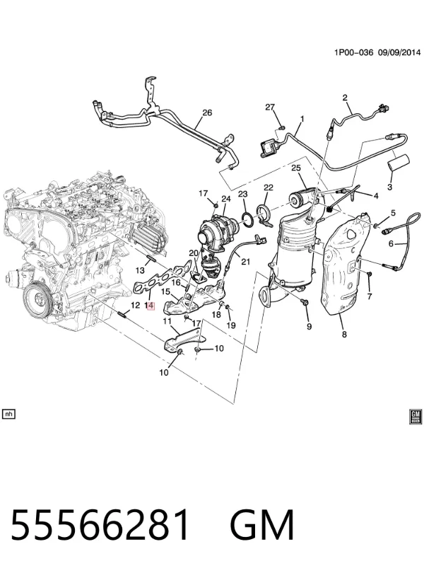 Uszczelka kolektora wydechowego 55566281 General Motors