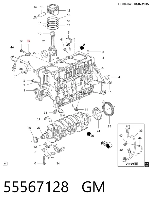 Czujnik stukowy (czujnik spalania stukowego) 55567128 General Motors