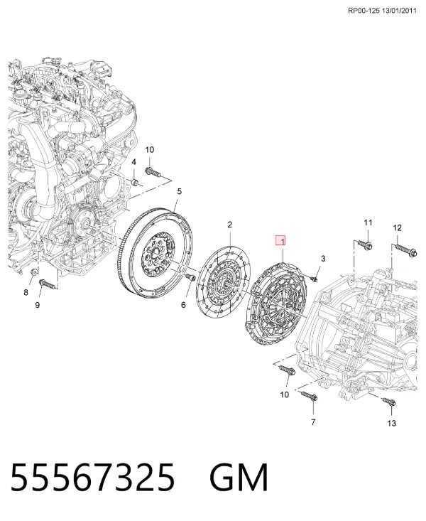 Docisk sprzęgła 55567325 General Motors