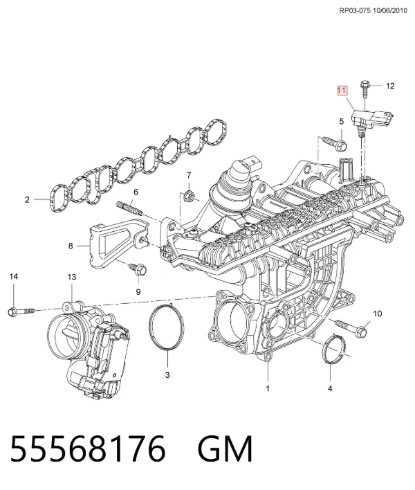 Czujnik ciśnienia w kolektorze ssącym, MAP 55568176 General Motors