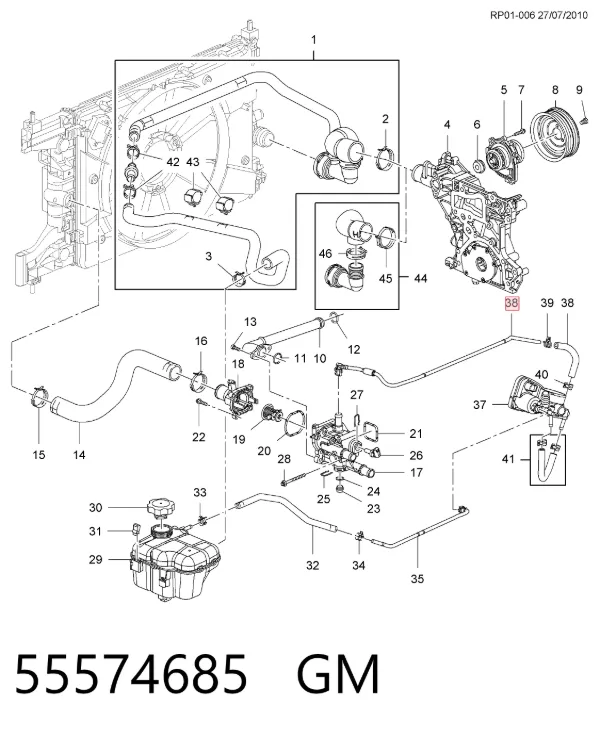 Przewód (króciec) ogrzewania przepustnicy 55574685 General Motors