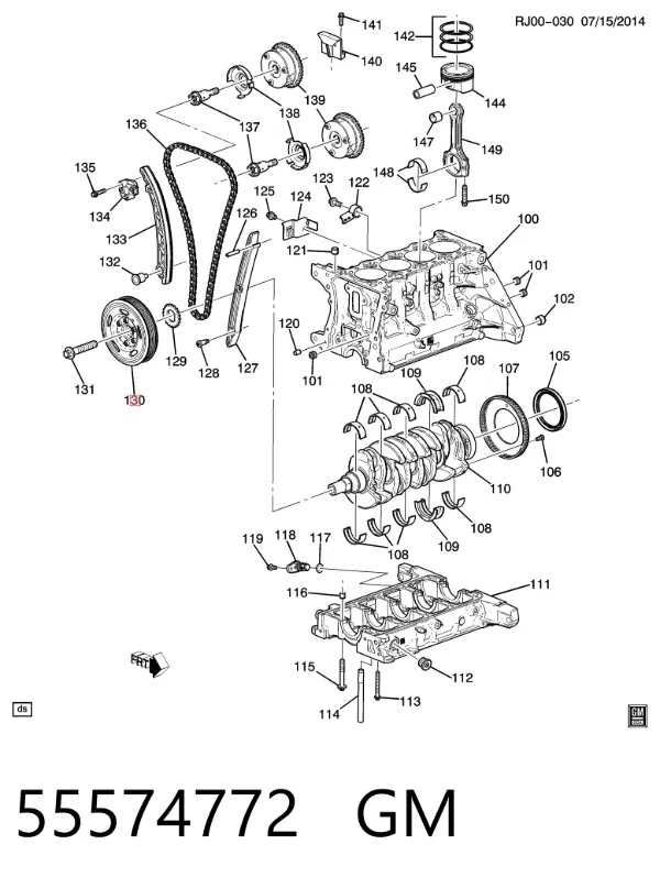 Koło pasowe wału korbowego 55574772 General Motors