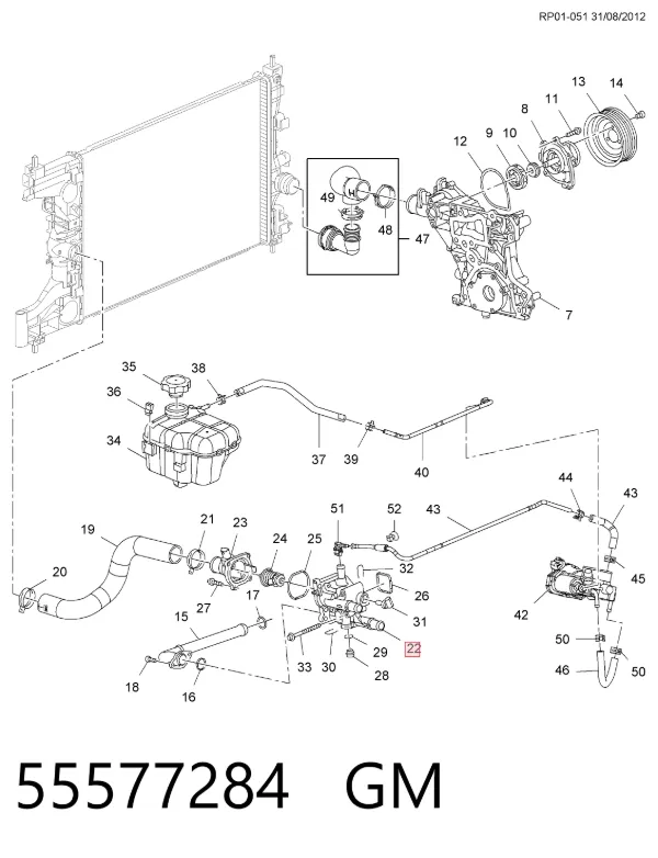 Obudowa termostatu 55577284 General Motors
