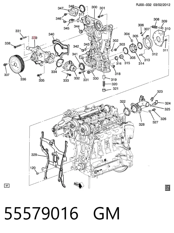 Pompa chłodząca wodna 55579016 General Motors