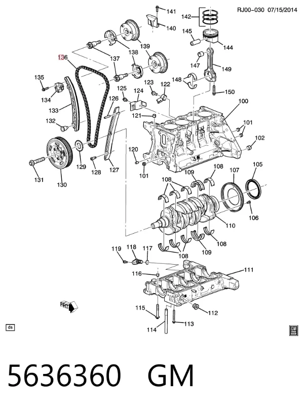 Łańcuch rozrządu 5636360 General Motors