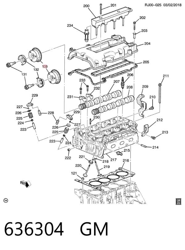 Koło zębatewalcowe wałka rozrządu silnika 636304 General Motors