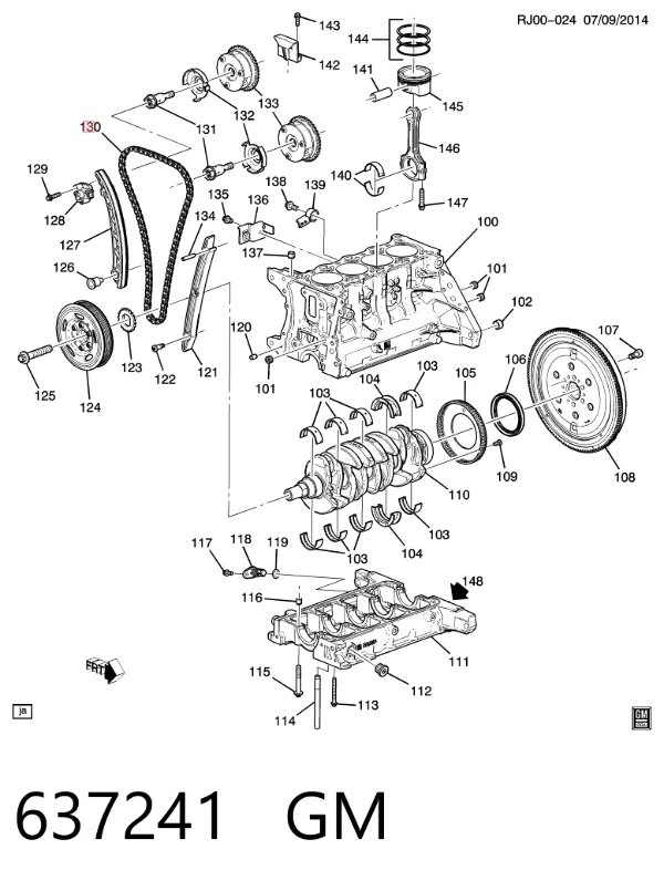 Łańcuch rozrządu 637241 General Motors