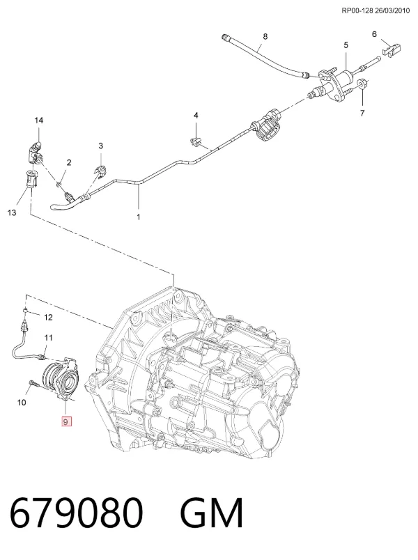 Cylinder roboczy sprzęgła (wysprzęglik) w komplecie z łożyskiem wyciskowym 679080 General Motors