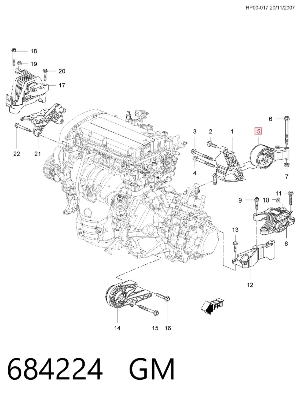 Poduszka (podpora) silnika tylna 684224 General Motors