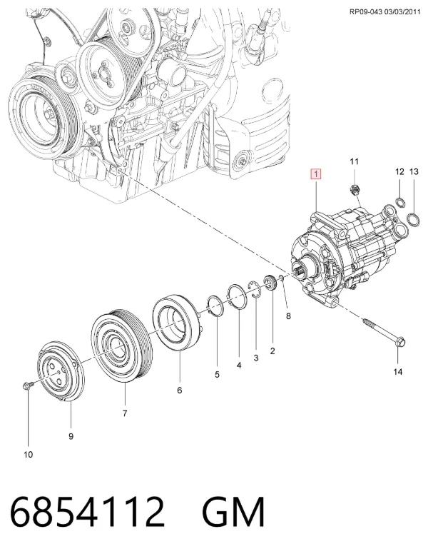 Sprężarka klimatyzacji 6854112 General Motors