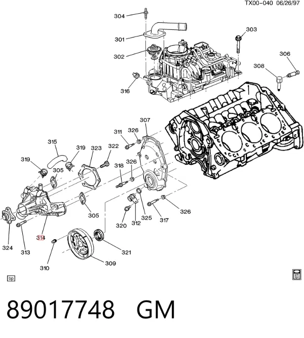 Pompa chłodząca wodna 89017748 General Motors