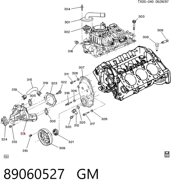 Pompa chłodząca wodna 89060527 General Motors