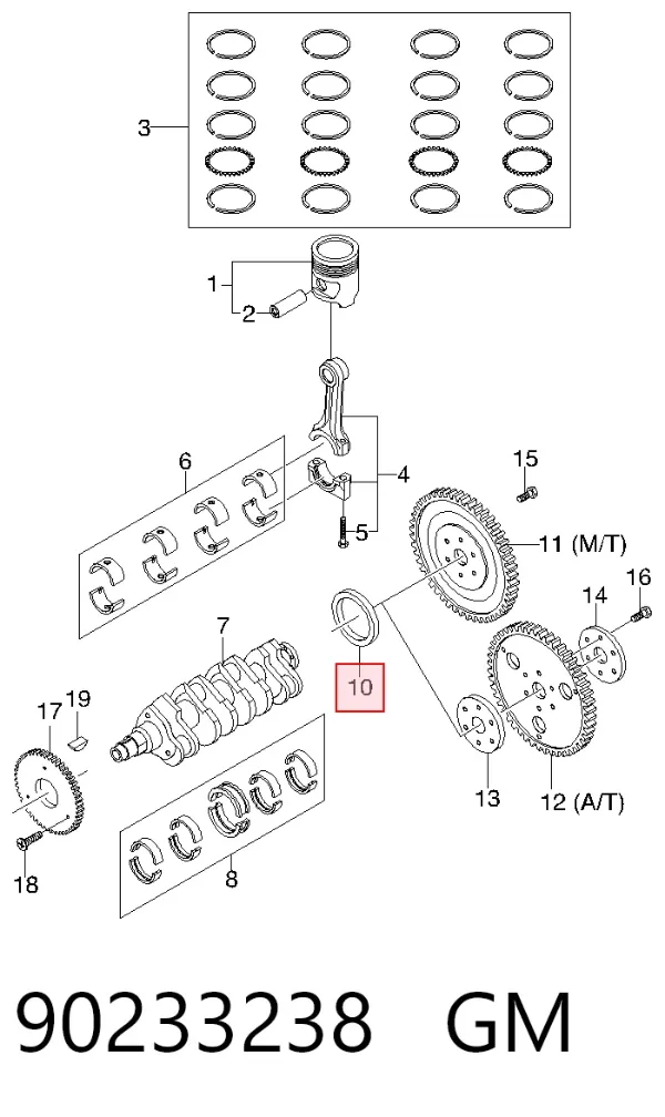 Uszczelniacz wału korbowego silnika tylny 90233238 General Motors
