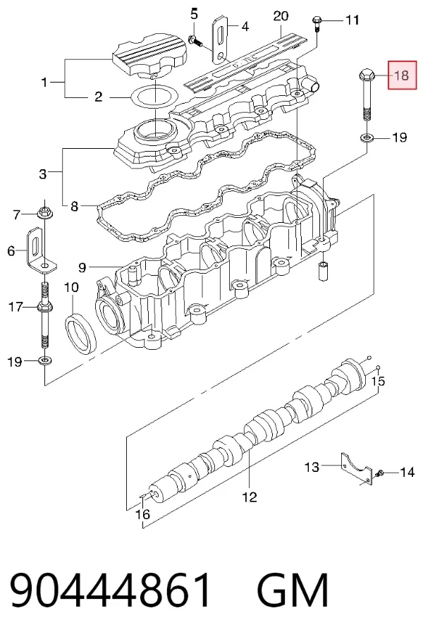 Śruba głowicy cylindrów 90444861 General Motors