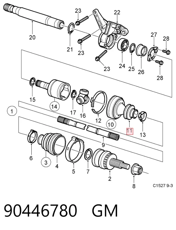 Osłona przegubu homokinetycznego półosi przedniej wewnętrzna 90446780 General Motors
