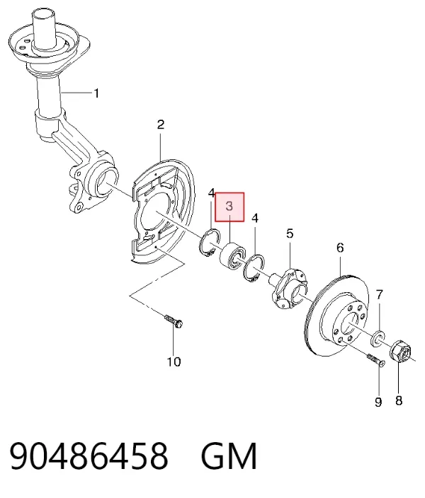 Łożysko piasty przedniej 90486458 General Motors