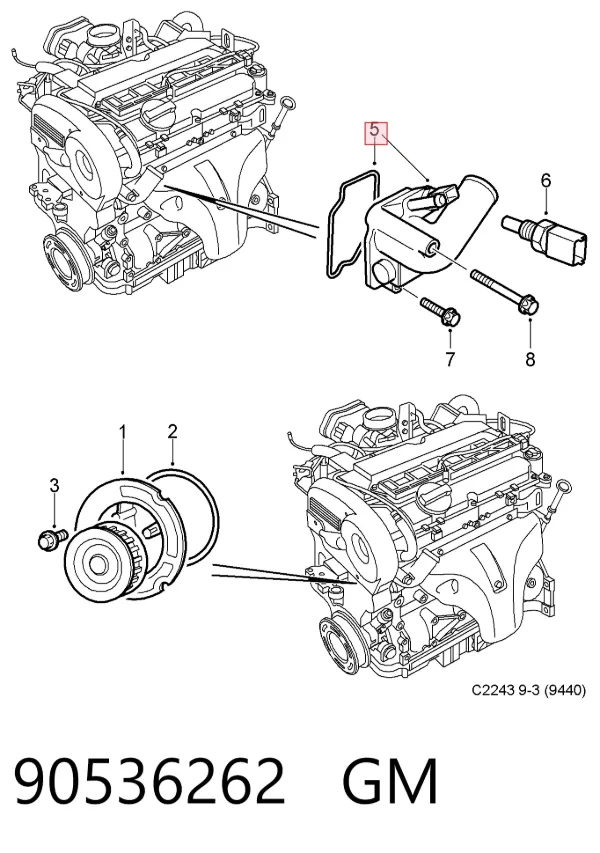 Obudowa termostatu 90536262 General Motors