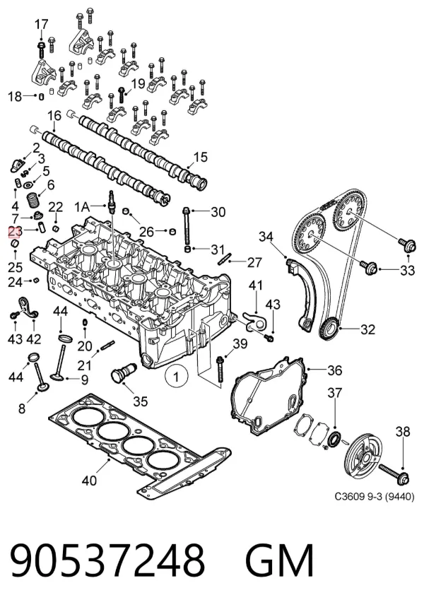 Prowadnica zaworu 90537248 General Motors