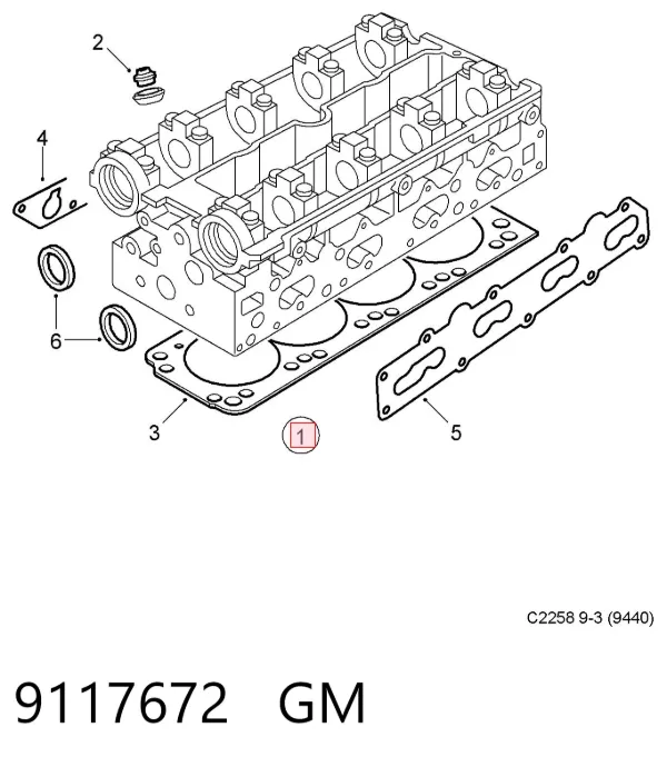 Zestaw uszczelek silnika górny 9117672 General Motors