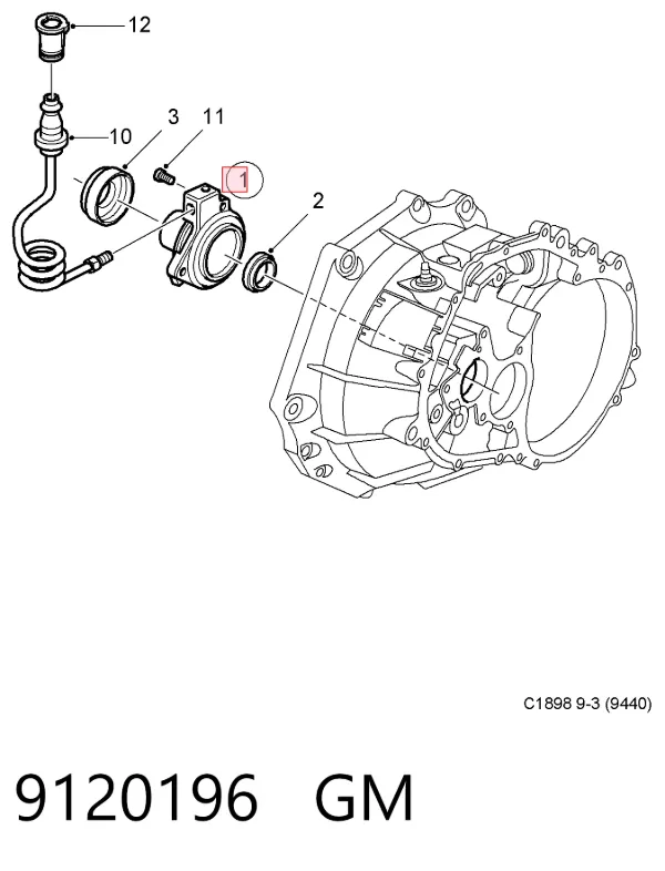 Cylinder roboczy sprzęgła (wysprzęglik) w komplecie z łożyskiem wyciskowym 9120196 General Motors