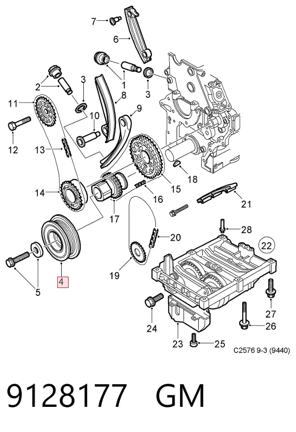 Koło pasowe wału korbowego 9128177 General Motors