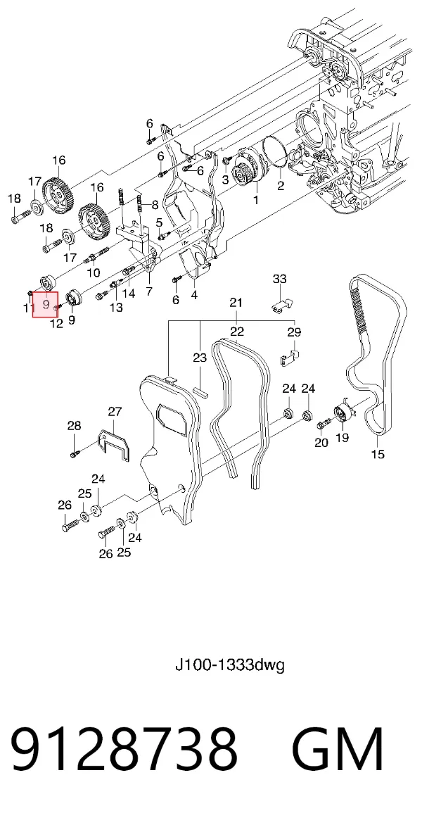 Rolka prowadząca kierunkowa paska rozrządu 9128738 General Motors