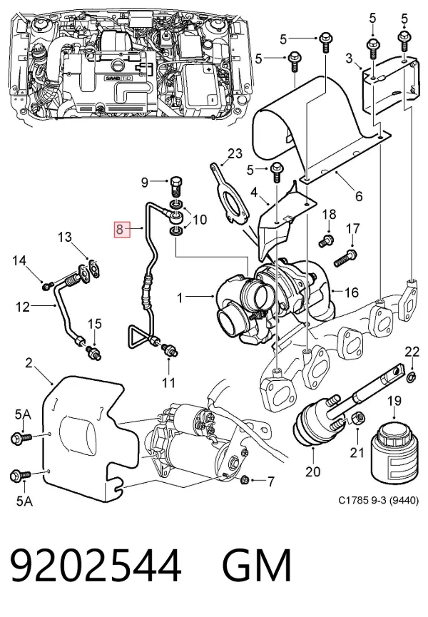 Rurka (przewód) dopływu oleju do turbiny 9202544 General Motors