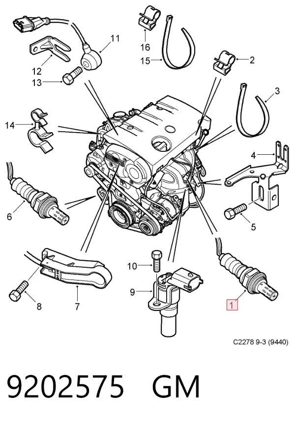 Sonda lambda czujnik tlenu przed katalizatorem 9202575 General Motors