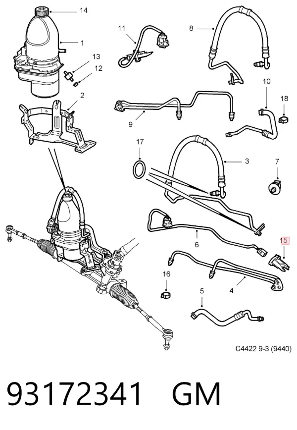 Czujnik kąta skrętu kierownicy 93172341 General Motors