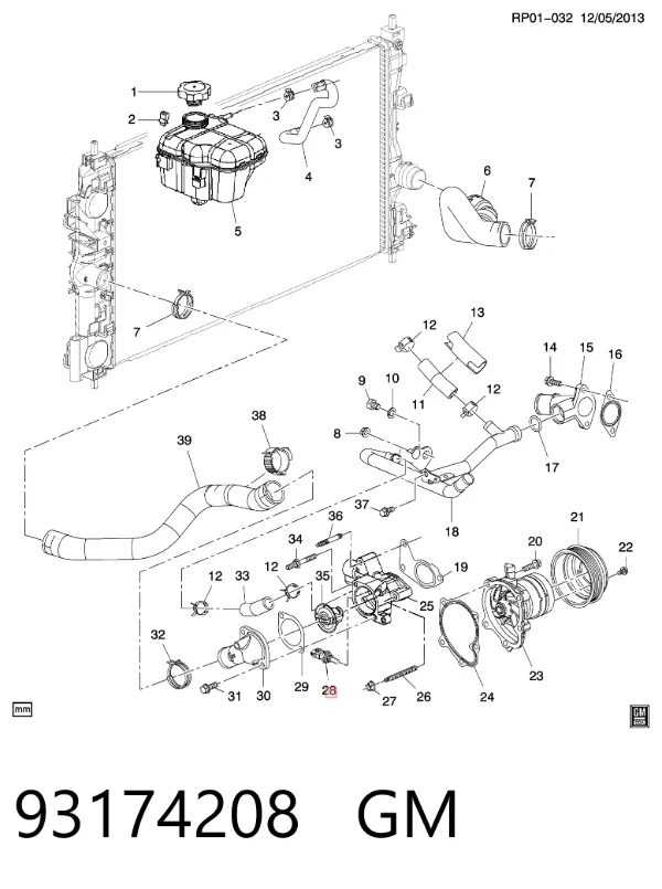 Czujnik temperatury płynu chłodzącego 93174208 General Motors