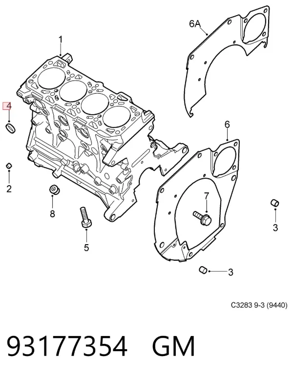 Zaślepka głowicy cylindrów/bloku cylindrów 93177354 General Motors