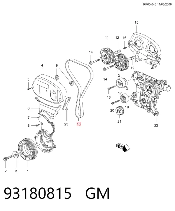 Pasek rozrządu 93180815 General Motors