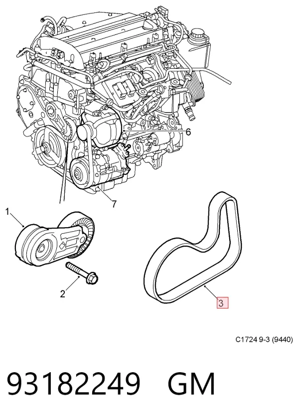 Pas napędowy mechanizmów 93182249 General Motors