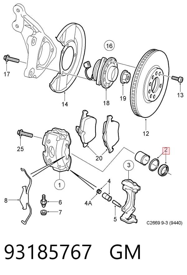 Zestaw naprawczy zacisku hamulcowego przedniego 93185767 General Motors