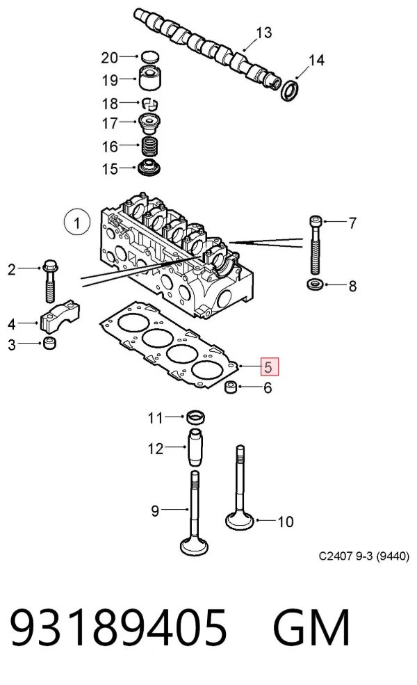 Uszczelka głowicy cylindrów 93189405 General Motors