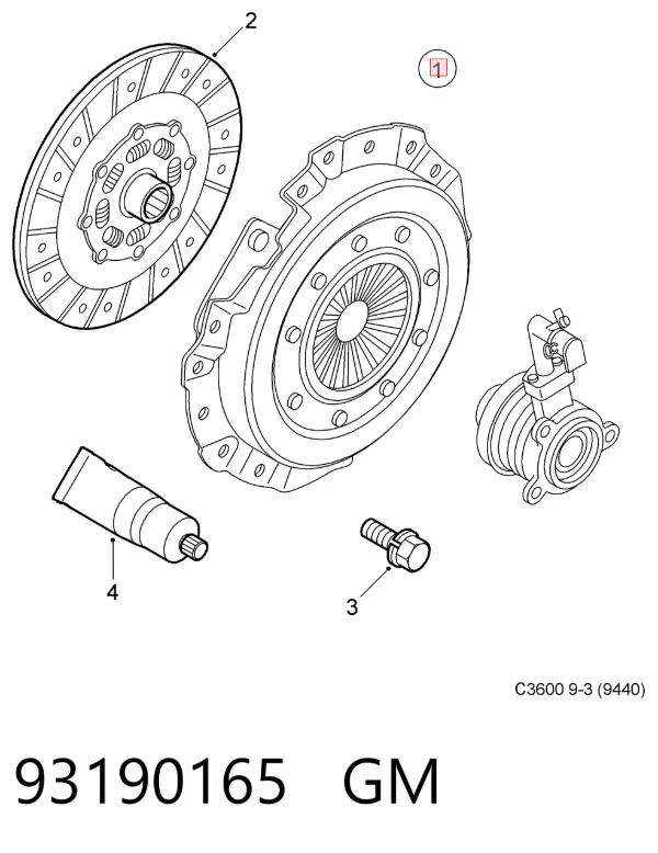 Zestaw sprzęgła (3 części) 93190165 General Motors