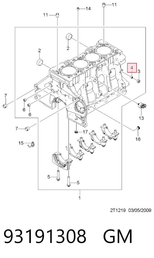 Zawór ograniczаnia ciśnienia oleju w głowicy cylindrów 93191308 General Motors