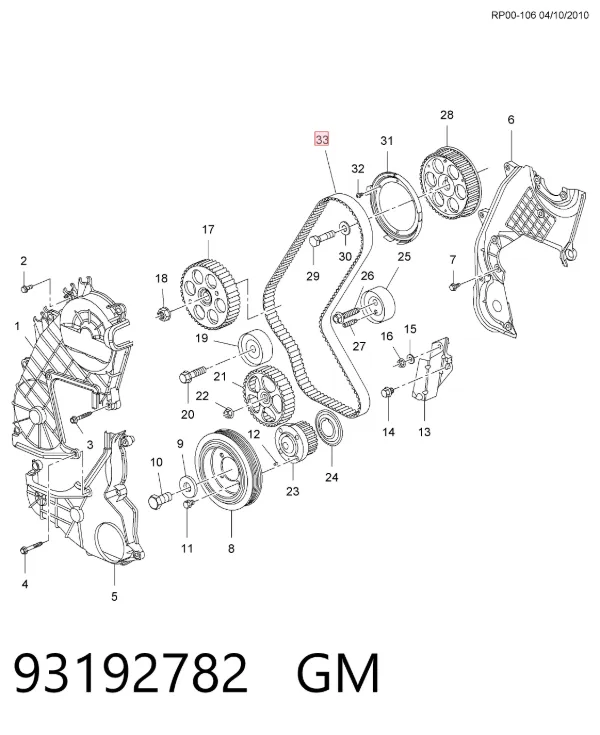 Pasek rozrządu 93192782 General Motors