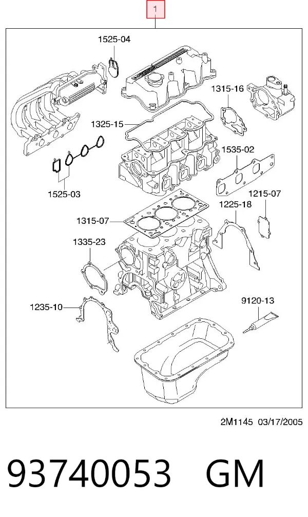 Zestaw uszczelek silnika pełny 93740053 General Motors