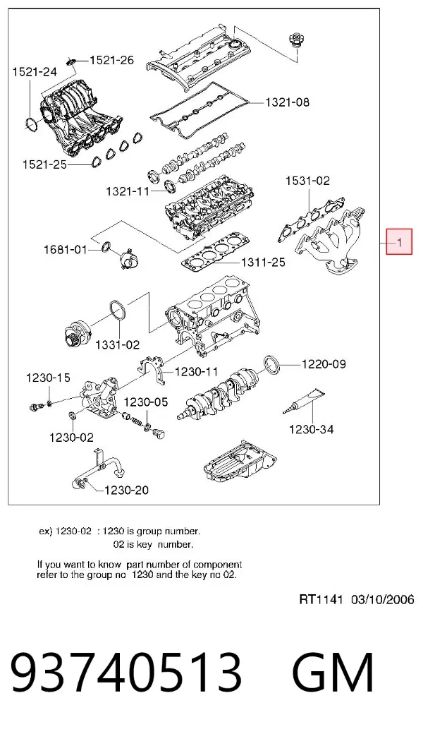 Zestaw uszczelek silnika pełny 93740513 General Motors