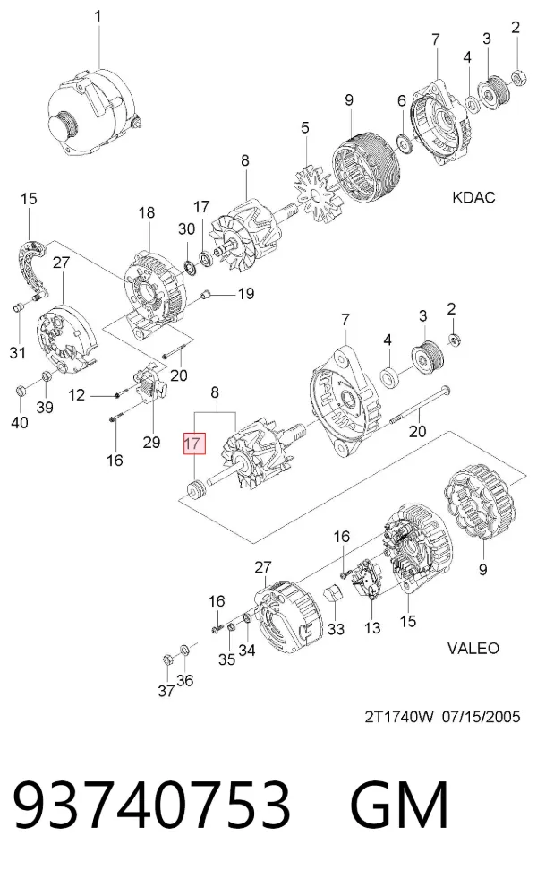 Łożysko alternatora 93740753 General Motors