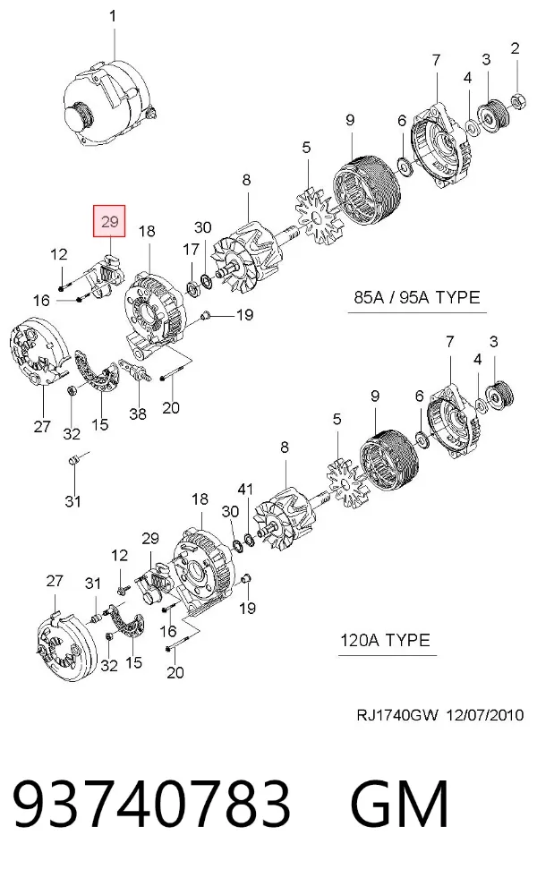Regulator alternatora (przekaźnik ładowania) 93740783 General Motors