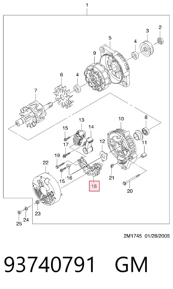 Mostek prostowniczy alternatora = Moster diodowy alternatora 93740791 General Motors