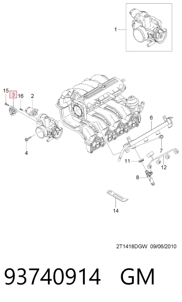 Czujnik położenia przepustnicy (potencjometr) 93740914 General Motors