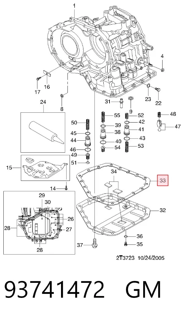 Uszczelka miski automatycznej/mechanicznej skrzyni biegów 93741472 General Motors