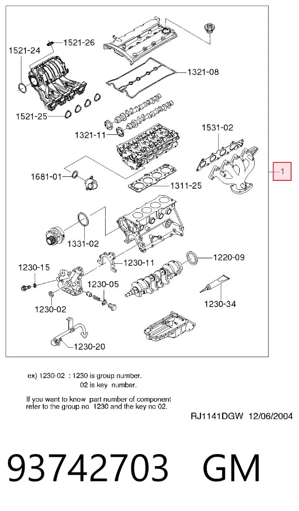 Zestaw uszczelek silnika pełny 93742703 General Motors