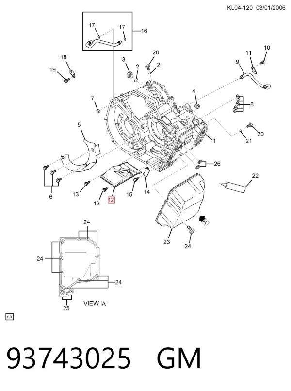 Filtr automatycznej skrzyni biegów 93743025 General Motors