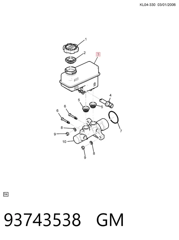 Zbiorniczek głównego cylindra hamulcowego (płynu hamulcowego) Chevrolet Captiva I